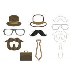 Stickdatei - Männer - Bart Hut Brille